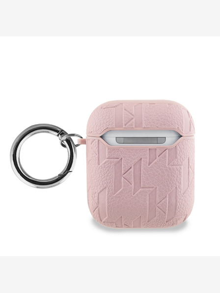 Karl Lagerfeld PU Embossed Choupette Head Pouzdro pro AirPods 1/2 Pink Karl Lagerfeld