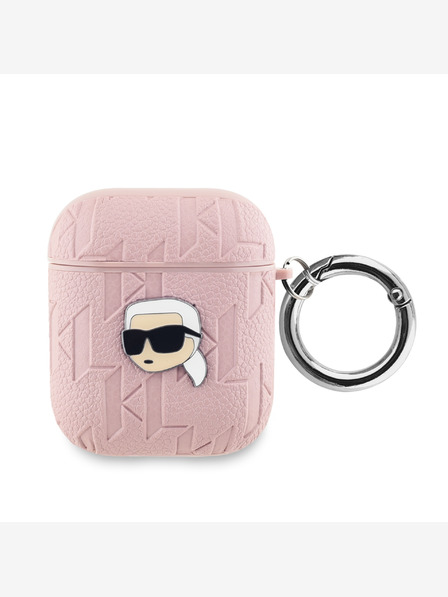 Karl Lagerfeld PU Embossed Karl Head Pouzdro pro AirPods 1/2 Pink Karl Lagerfeld