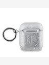 Karl Lagerfeld Karl Lagerfeld PU Embossed Choupette Head Pouzdro pro AirPods 1/2 Silver