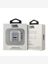 Karl Lagerfeld Karl Lagerfeld PU Embossed Choupette Head Pouzdro pro AirPods 1/2 Silver