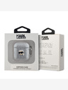 Karl Lagerfeld Karl Lagerfeld PU Embossed Karl Head Pouzdro pro AirPods 1/2 Silver