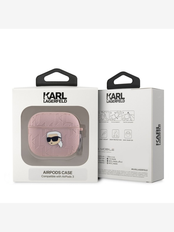 Karl Lagerfeld PU Embossed Karl Head Pouzdro pro AirPods 3 Pink Karl Lagerfeld