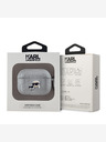 Karl Lagerfeld Karl Lagerfeld PU Embossed Karl and Choupette Heads Pouzdro pro AirPods Pro Silver