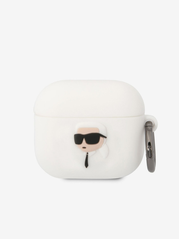 Karl Lagerfeld Karl Lagerfeld 3D Logo NFT Karl Head Silikonové Pouzdro pro Airpods 3 White