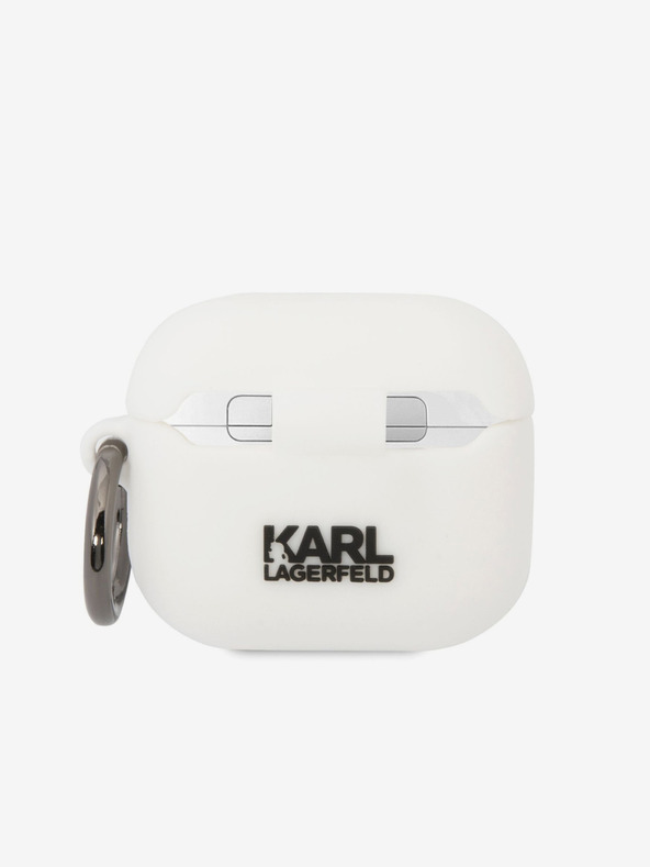 Karl Lagerfeld Karl Lagerfeld 3D Logo NFT Karl Head Silikonové Pouzdro pro Airpods 3 White