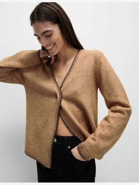 Marks & Spencer Kardigan z měkkoučké příze s knoflíky na přední straně a výstřihem do V Marks & Spencer hnědá