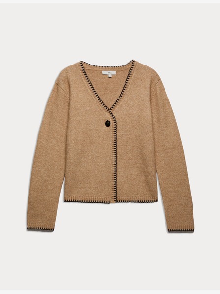 Marks & Spencer Kardigan z měkkoučké příze s knoflíky na přední straně a výstřihem do V Marks & Spencer hnědá