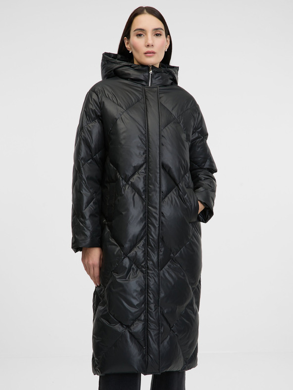 Orsay Černý dámský prošívaný péřový kabát ORSAY