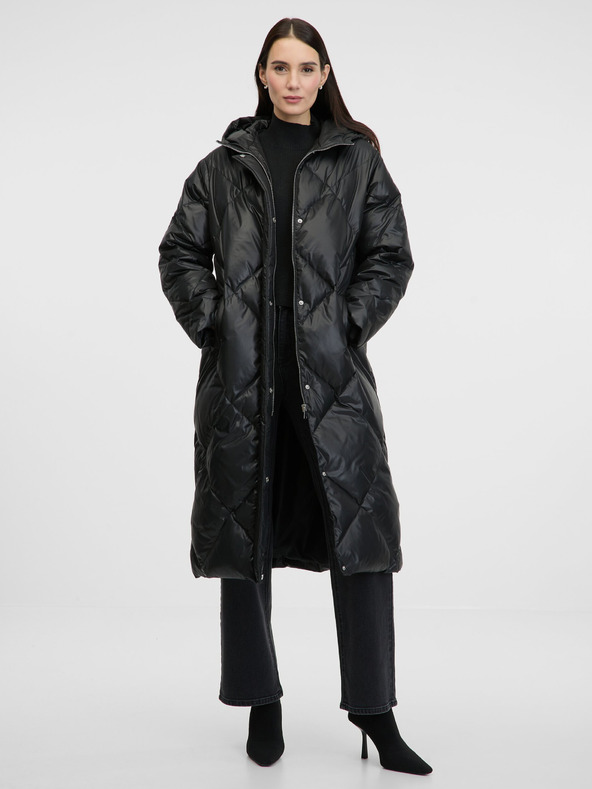 Orsay Černý dámský prošívaný péřový kabát ORSAY