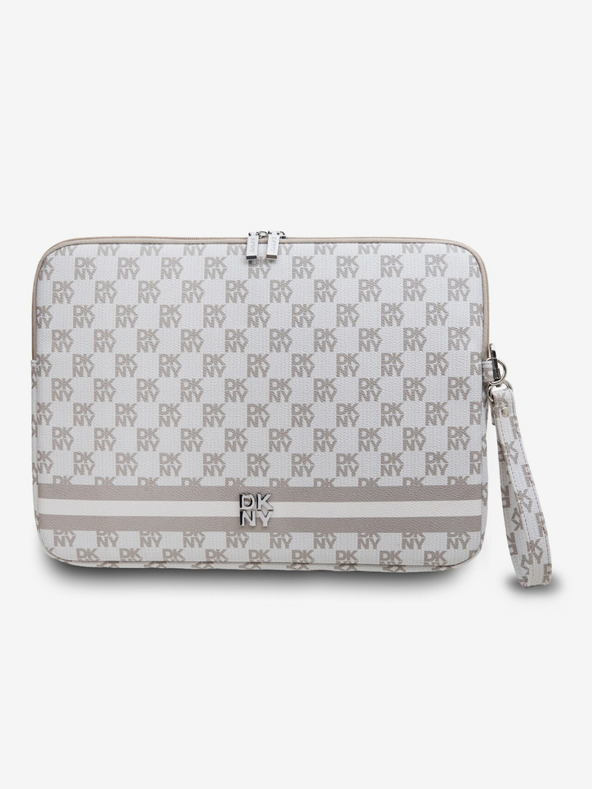 DKNY DKNY PU Leather Checkered Pattern and Stripe Obal na Notebook 13/14 Beige"