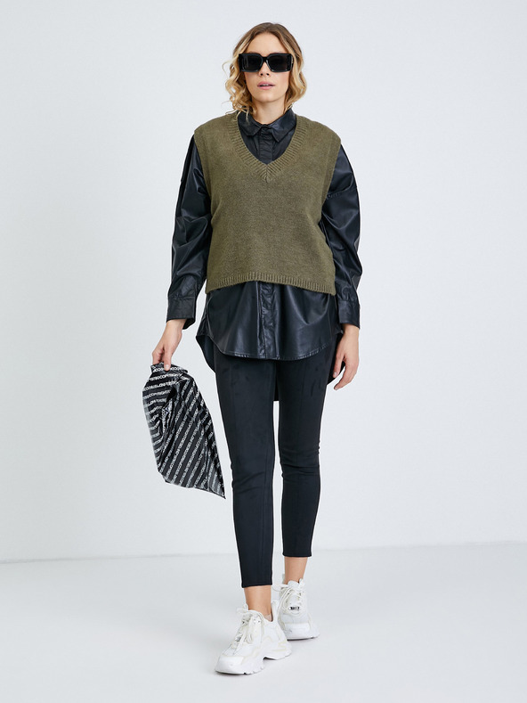 Guess Černé dámské zkrácené legíny v semišové úpravě Guess Maya