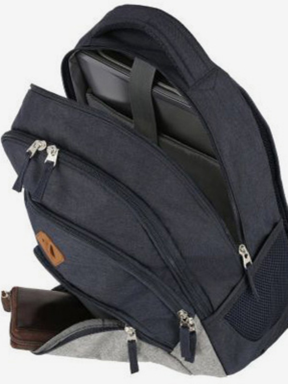 Travelite Tmavě modrý batoh Travelite Basics Backpack Melange Navy/grey