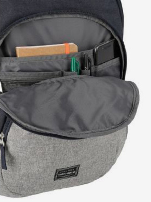 Travelite Tmavě modrý batoh Travelite Basics Backpack Melange Navy/grey