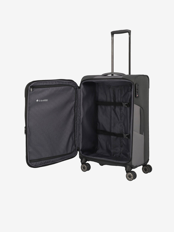 Travelite Tmavě šedý cestovní kufr Travelite Viia 4w M Anthracite