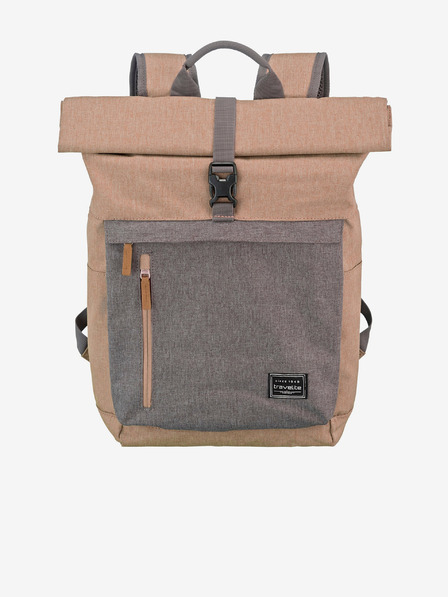 Travelite Šedo-růžový batoh Travelite Basics Roll-up Backpack Rose