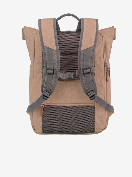 Travelite Šedo-růžový batoh Travelite Basics Roll-up Backpack Rose