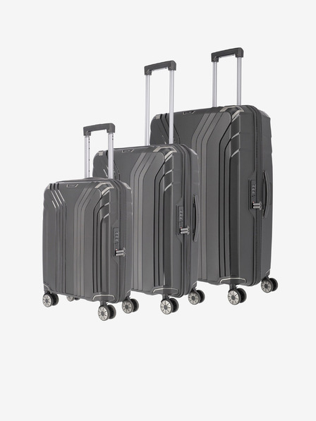 Travelite Sada tří cestovních kufrů v černé barvě Travelite Elvaa 4w S,M,L Black