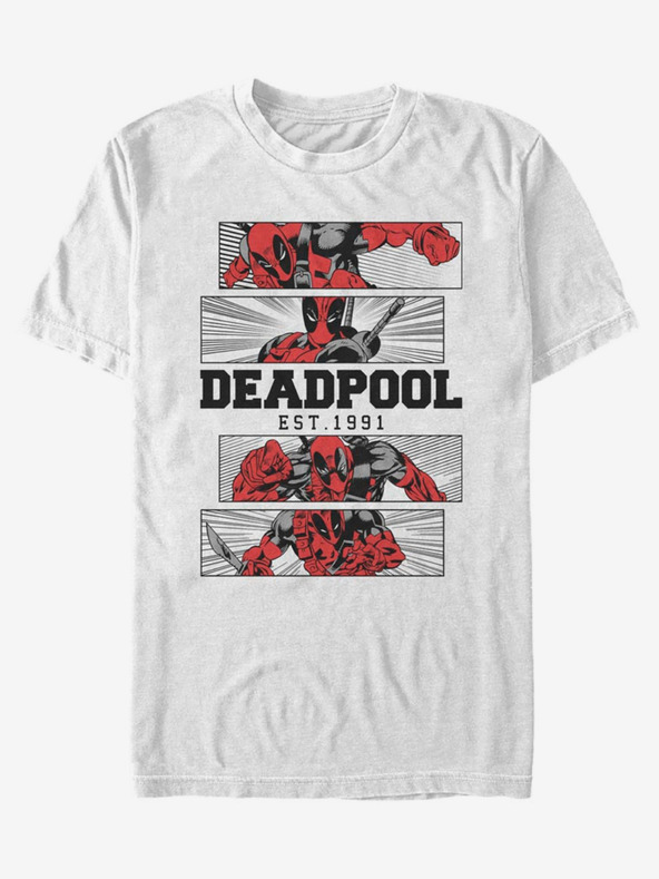 ZOOT.Fan Bílé unisex tričko ZOOT.Fan Marvel DEADPOOL 4 PANEL 2 TONE