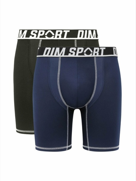 DIM Sada dvou pánských sportovních boxerek v černé a tmavě modré barvě DIM SPORT LONG BOXER 2x