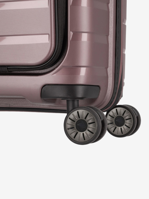 Travelite Růžový cestovní kufr Travelite Air Base 4w S Front pocket