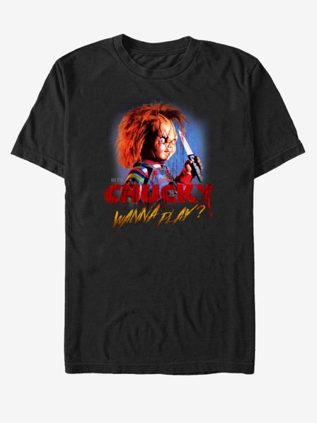 ZOOT.Fan Černé unisex tričko ZOOT.Fan NBCU Chucky Creepy Wanna Play