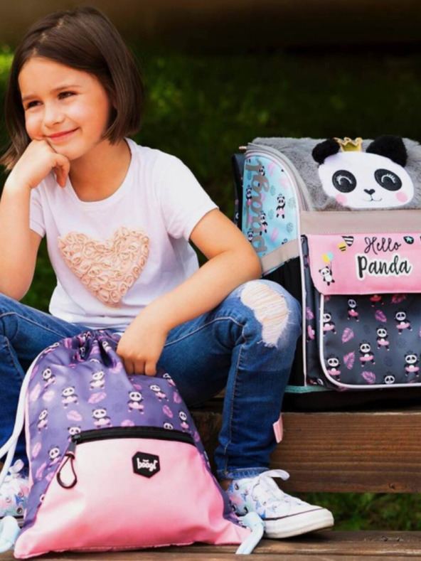 BAAGL  Šedá školní aktovka zippy panda Baagl