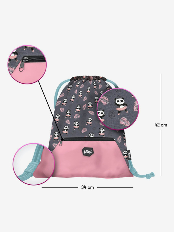 BAAGL  Šedý sáček s kapsou panda Baagl