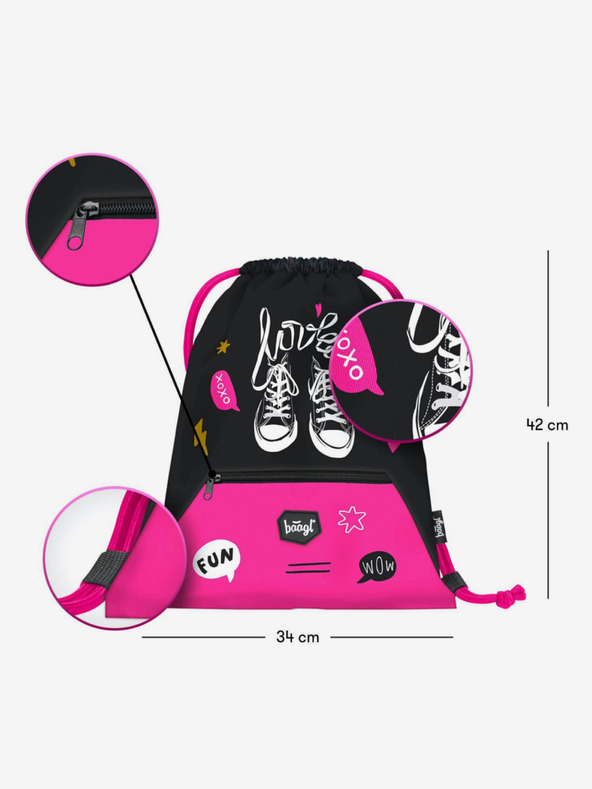 BAAGL  Černý sáček s kapsou tenisky Baagl