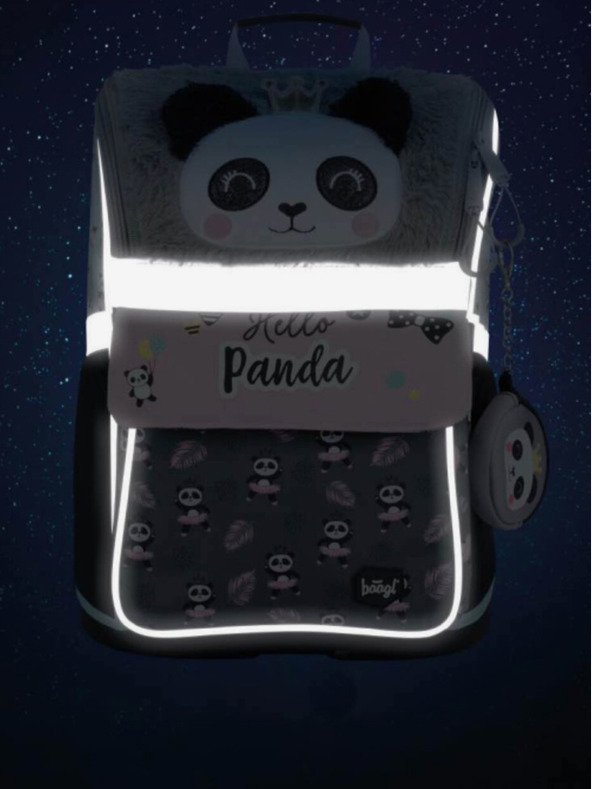 BAAGL  Šedý 3 set zippy panda: aktovka, penál, sáček Baagl