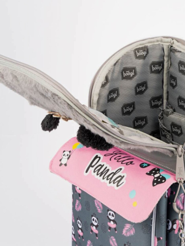 BAAGL  Šedý 3 set zippy panda: aktovka, penál, sáček Baagl