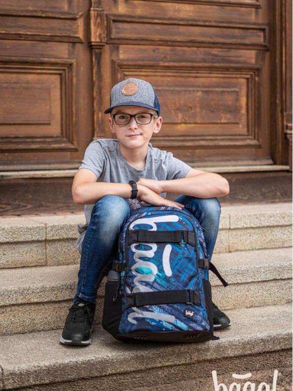 BAAGL  Modrý 3 set skate struktury: batoh, penál, sáček Baagl