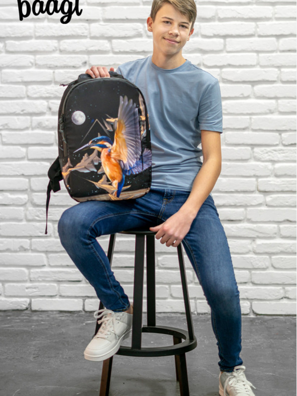 BAAGL  Černý batoh Baagl eARTh - Kingfisher by Caer8th