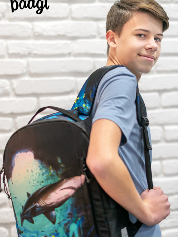 BAAGL  Černý batoh Baagl eARTh - Žralok by Lukero