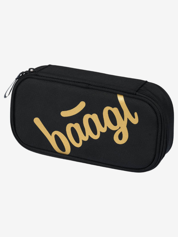 BAAGL  Černý školní set - batoh, penál a sáček Baagl Skate Gold