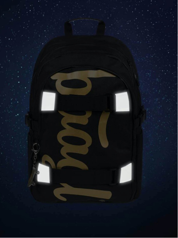 BAAGL  Černý školní set - batoh, penál a sáček Baagl Skate Gold