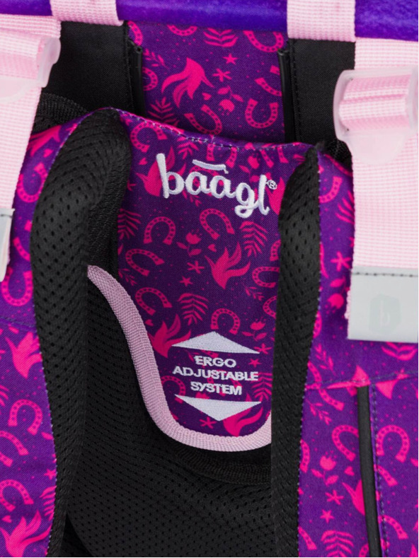 BAAGL  Fialový školní set Ergo - aktovka, penál, sáček Baagl Kůň