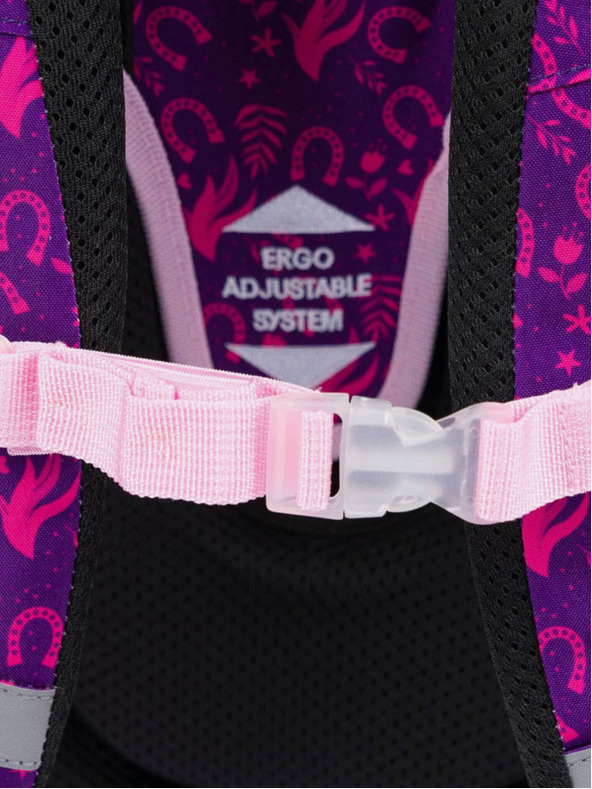 BAAGL  Fialový školní set Ergo - aktovka, penál, sáček Baagl Kůň