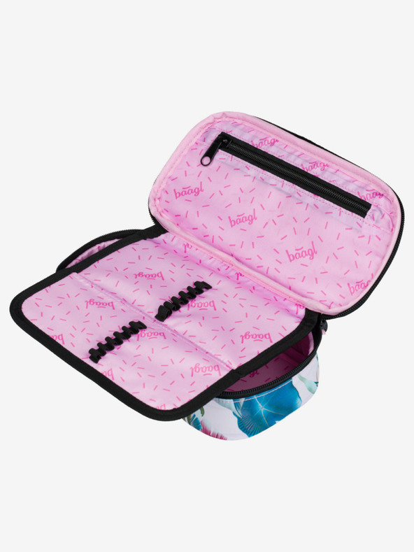 BAAGL  Fialový školní penál etue Baagl Skate Leafs