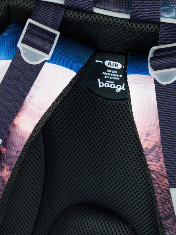 BAAGL  Modrý školní set - aktovka, penál, sáček Baagl Shelly Space Shuttle