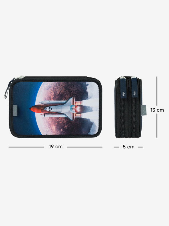 BAAGL  Modrý školní set - aktovka, penál, sáček Baagl Shelly Space Shuttle