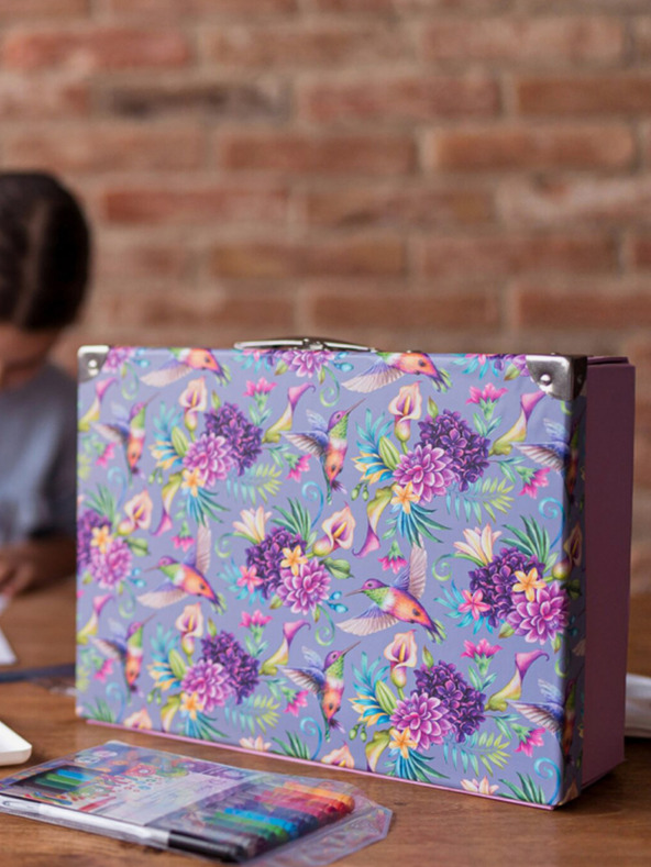 BAAGL  Fialový skládací školní kufřík s kováním Baagl Kolibřík