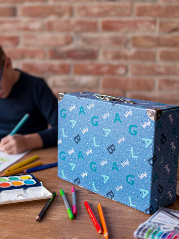 BAAGL  Modrý skládací školní kufřík s kováním Baagl Logo