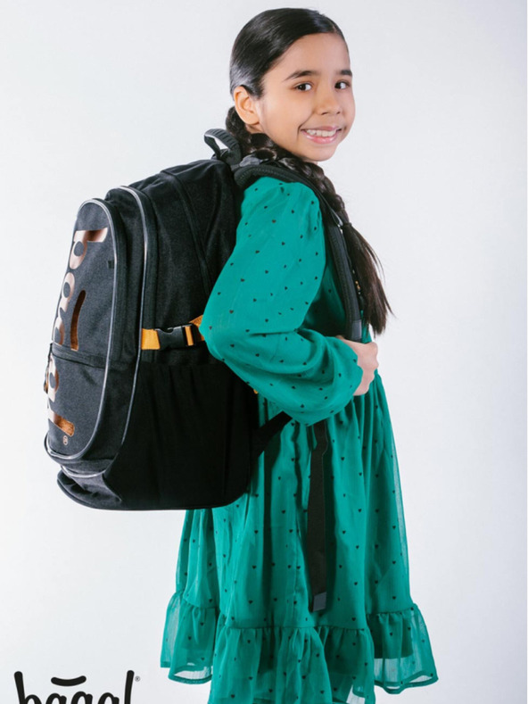 BAAGL  Černý školní set Core - batoh, penál, sáček Baagl Metallic Bronze