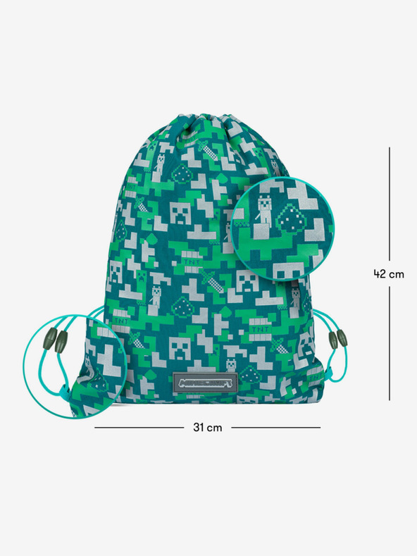 BAAGL  Zelený vak Baagl Minecraft Silver Creeper