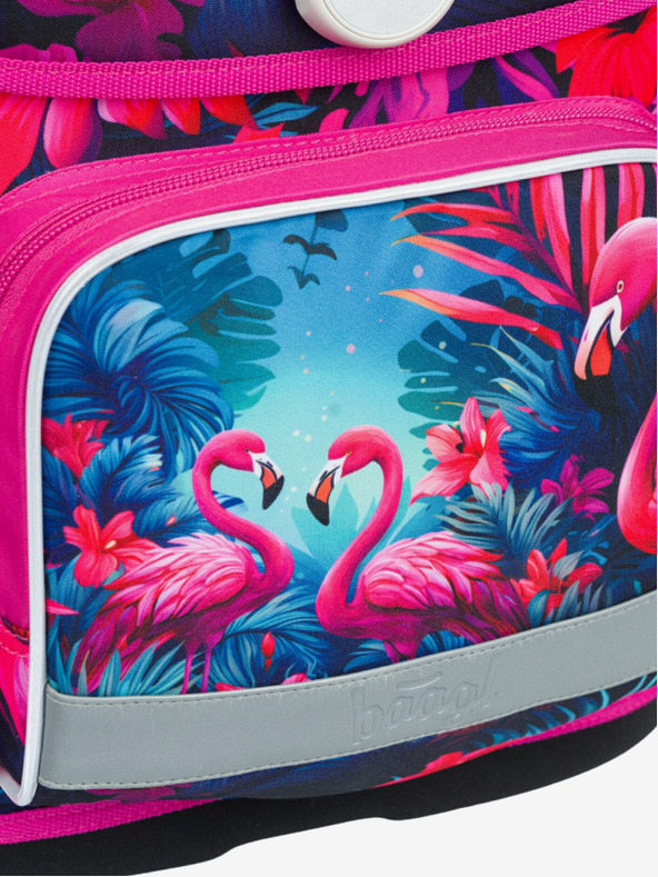 BAAGL  Růžová školní aktovka Ergo Baagl Plameňáci