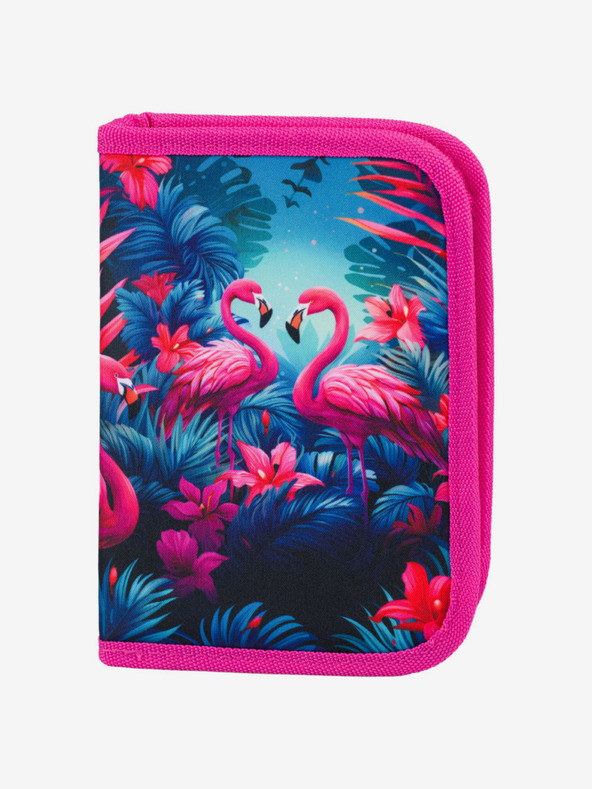 BAAGL  Růžový školský set Ergo - aktovka, peračník, sáčok Baagl Plameňáci