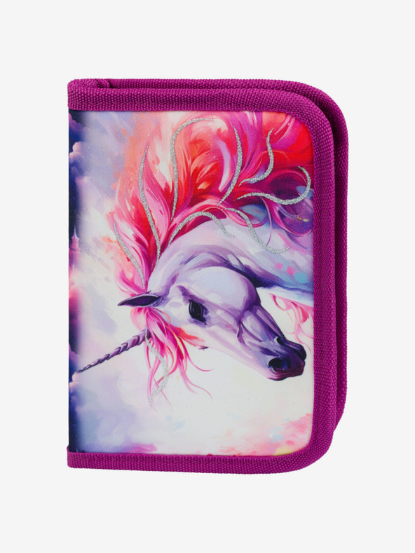 BAAGL  Fialový školní set Zippy  - aktovka, penál, sáček Baagl Jednorožec Království