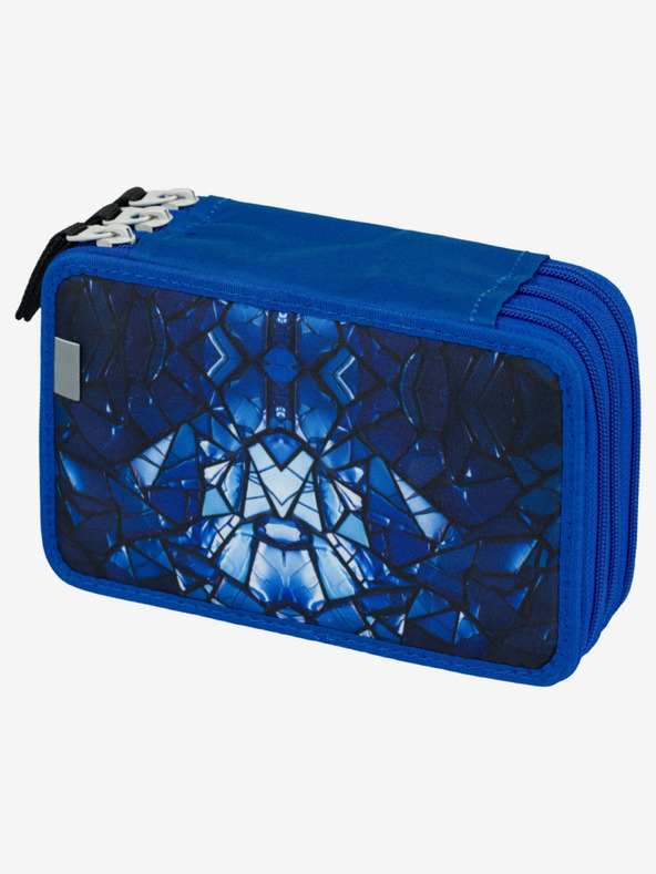 BAAGL  Modrý školní penál třípatrový Baagl Roboti