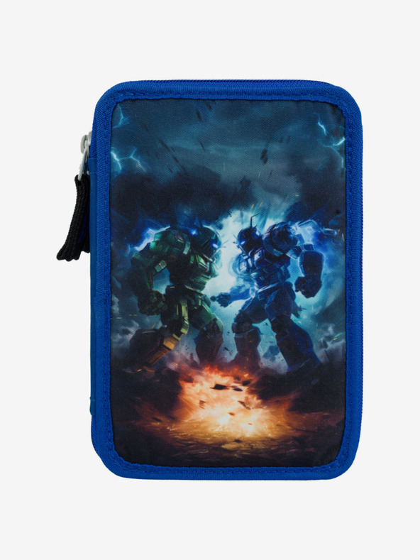 BAAGL  Modrý školní penál třípatrový Baagl Roboti