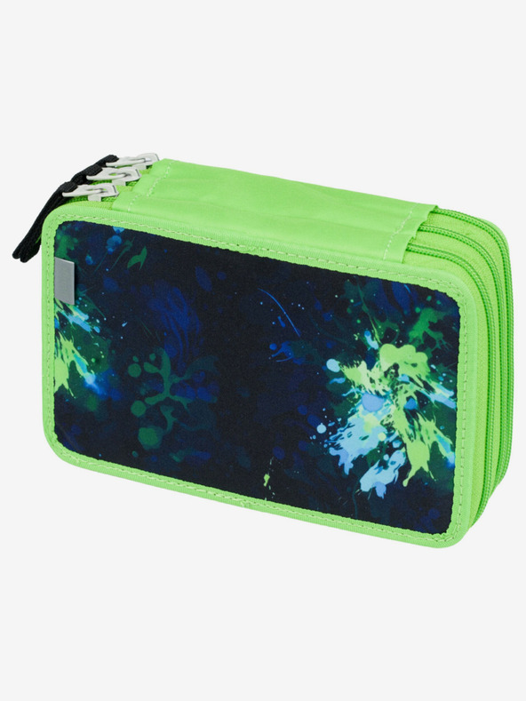 BAAGL  Zelený školní penál třípatrový Baagl Fotbal Hráč